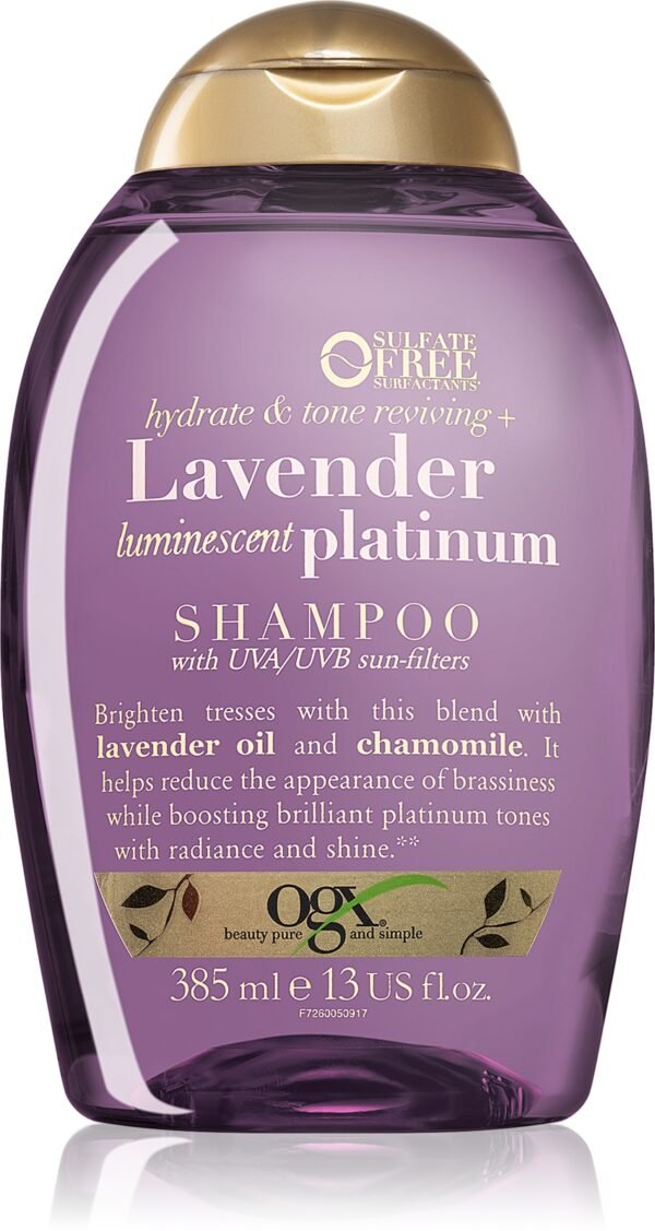 OGX Lavender Platinum tónovací šampon pro studené odstíny blond 385 ml