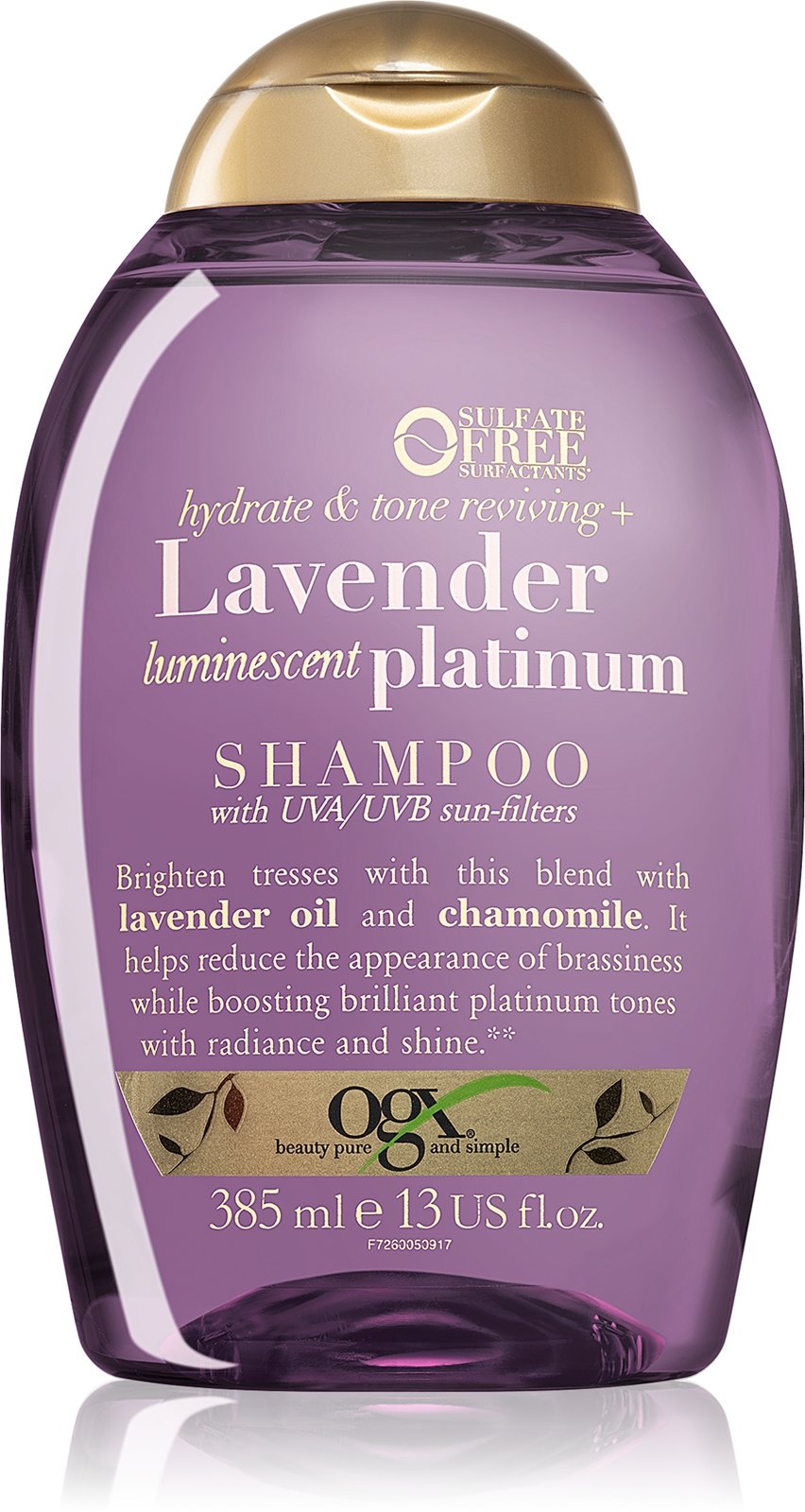 OGX Lavender Platinum tónovací šampon pro studené odstíny blond 385 ml
